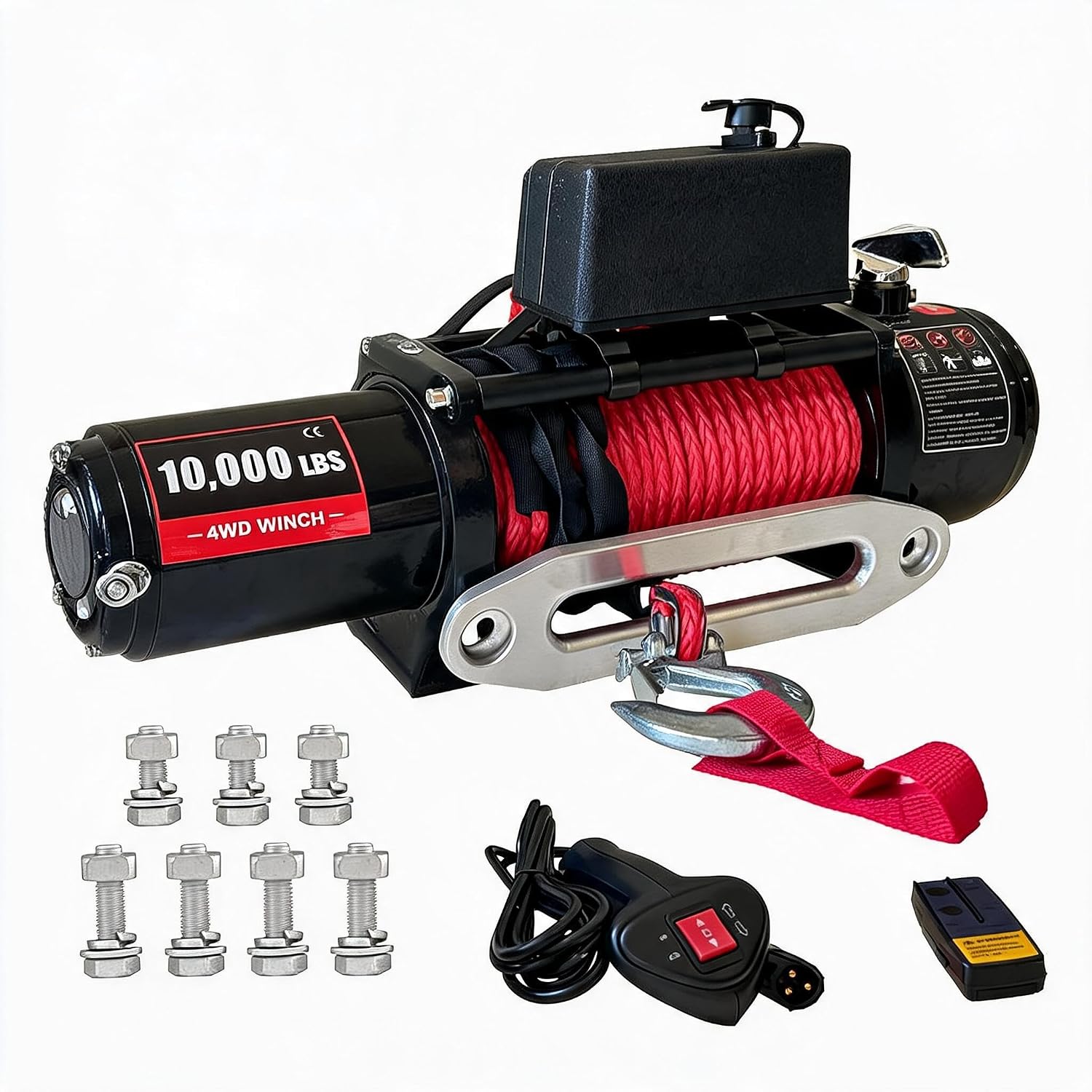 Winch Fairlead Hawse Aluminum - 10,000LBS Electric Winch, 12V 3HP Synthetic