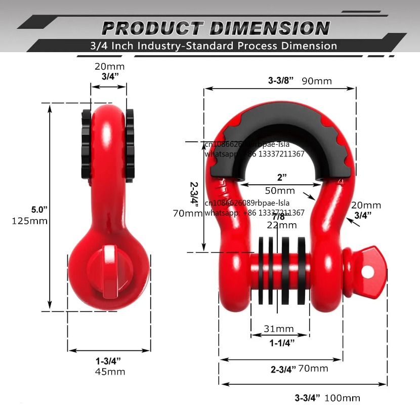 2pcs 3/4” U Type Heavy  Drop F - D Ring Shackle 3/4 recension och pris